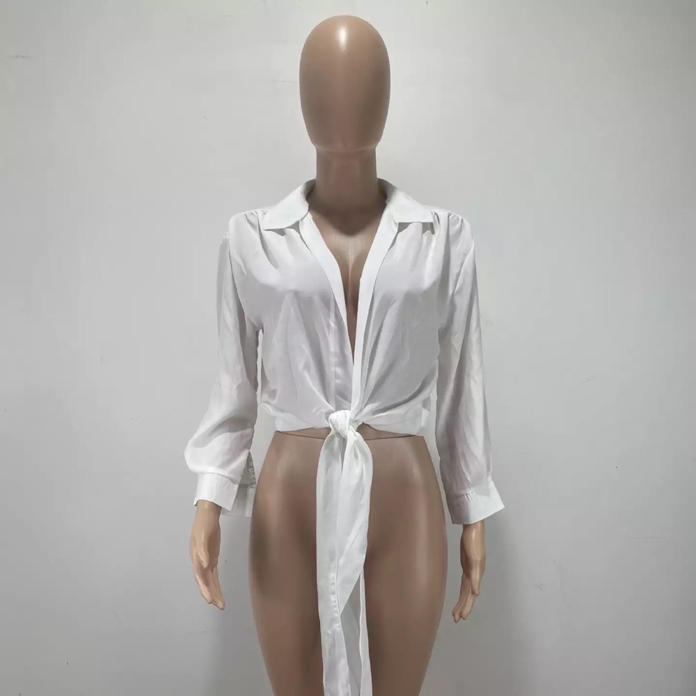 White wrap blouse
